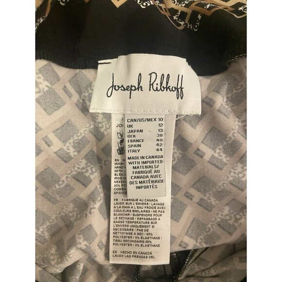 Joseph Ribkoff Pants Wide Leg Stretch Black Tan Cream Size 10 - Picture 4 of 5